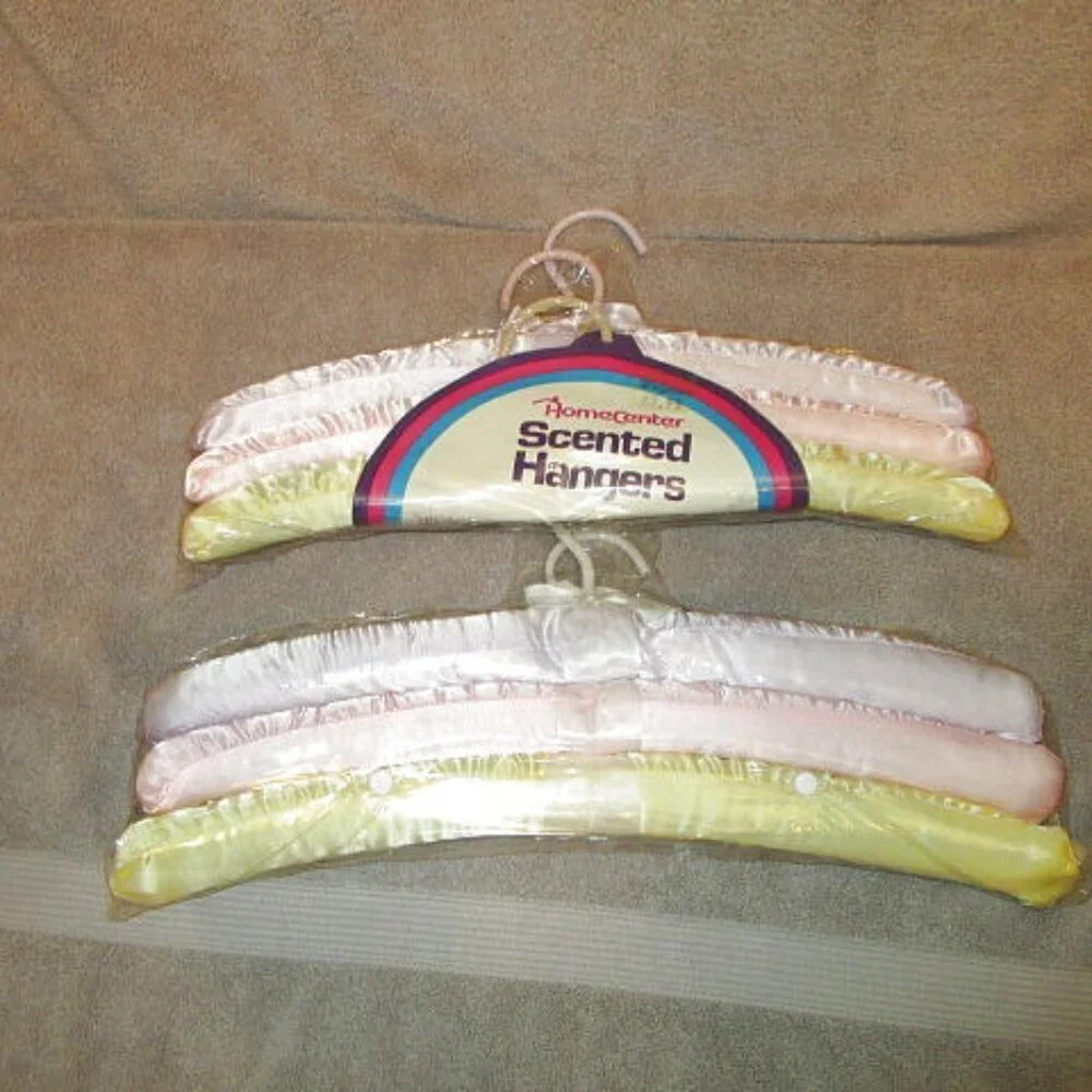 Vtg Satin Padded Hangers Set Of 6 Princess Boudoir Lingerie Bridal Purple NEW